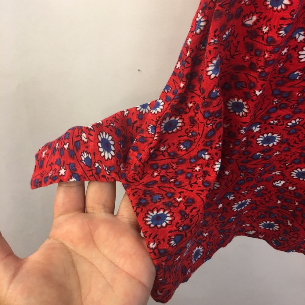 Modcloth Tank Top Size XS Floral Red Boho Tassles - Picture 5 of 6